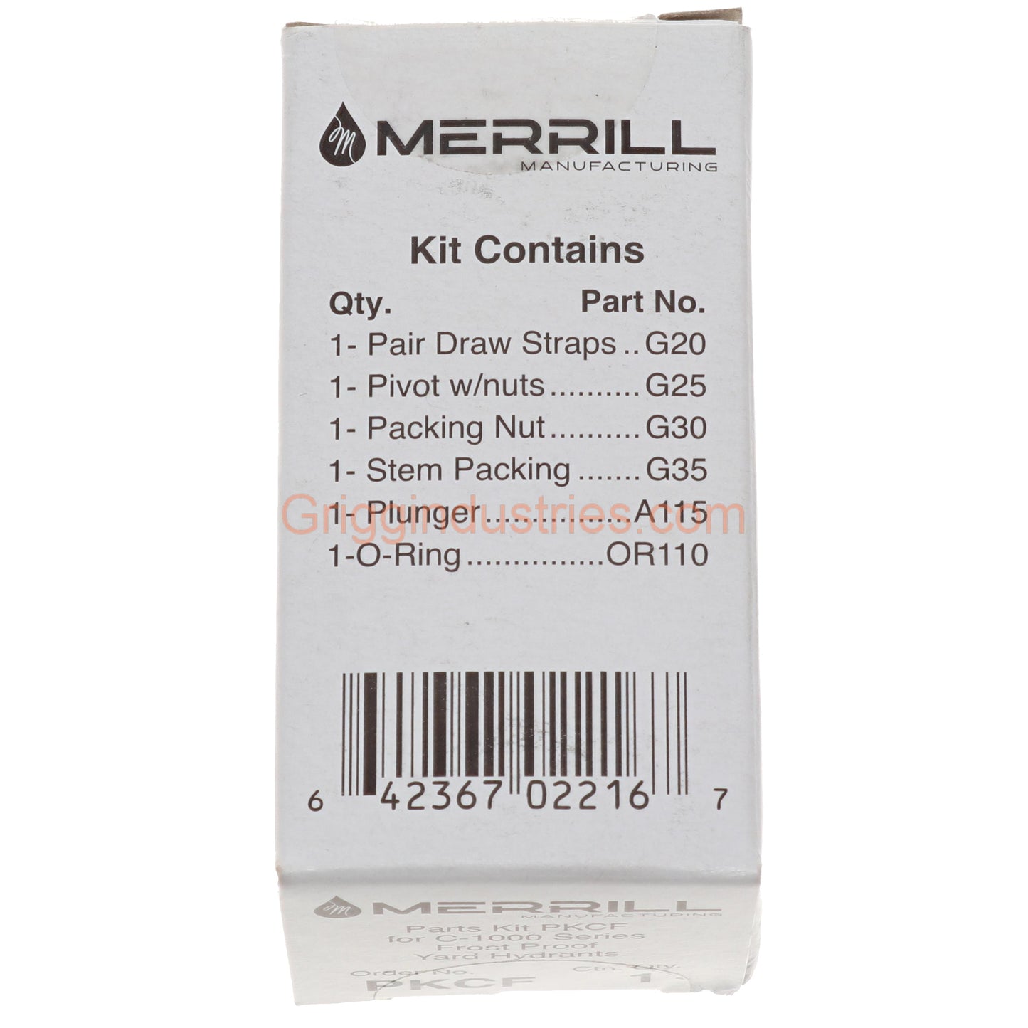 Merrill PK-CF Repair Kit for C-1000 Yard Hydrants – Packaging includes all necessary components for effective repairs.