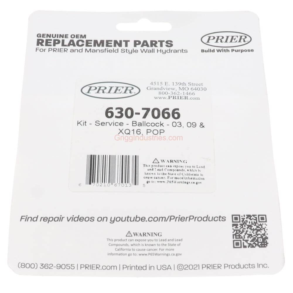 Mansfield 630-7066 Service Kit For Ballcocks