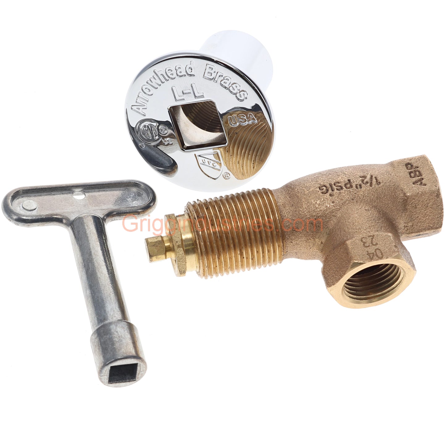 Arrowhead Brass 259 1/2 FIP Angle Gas Log Lighter Valve With Key And Flange