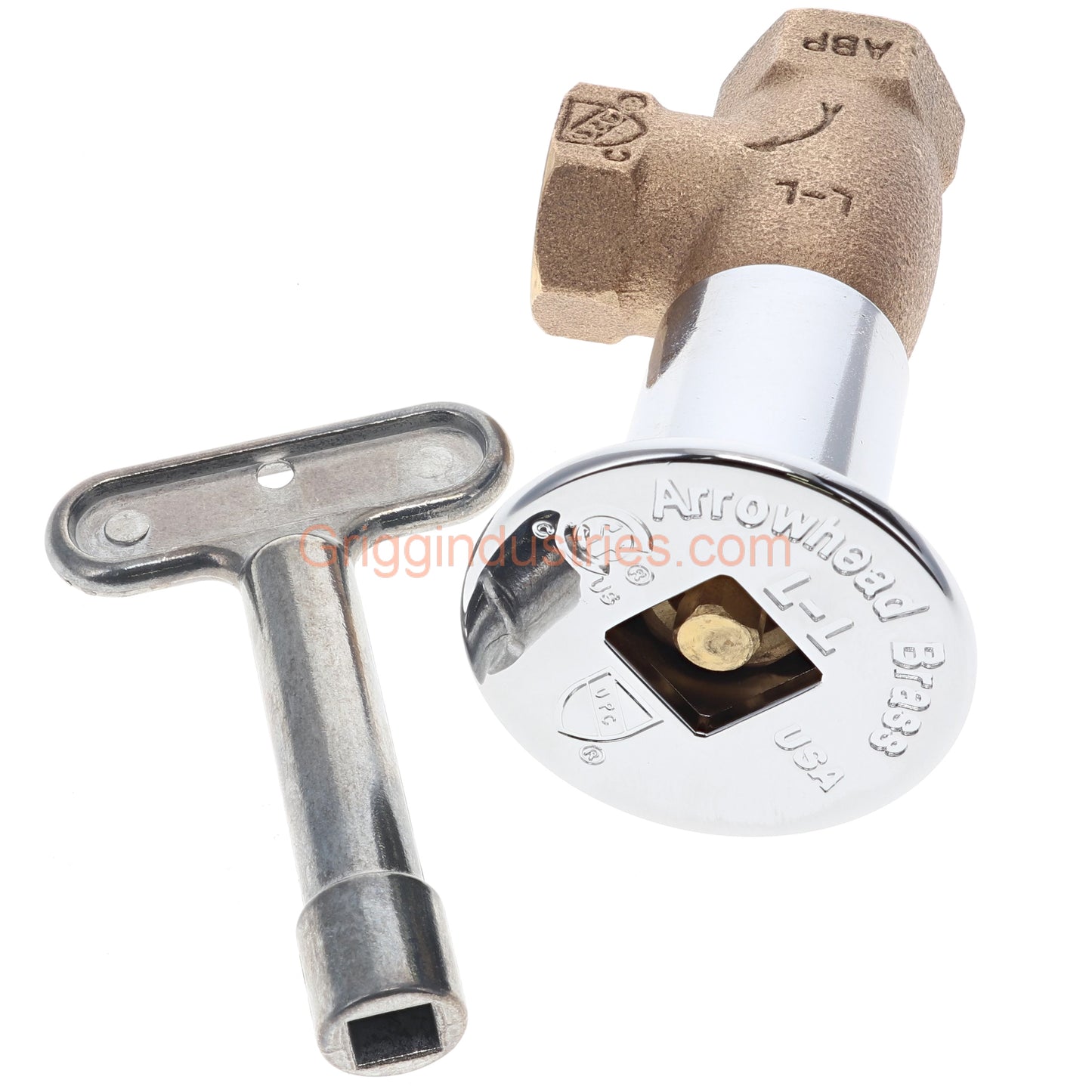 Arrowhead Brass 259 1/2 FIP Angle Gas Log Lighter Valve With Key And Flange