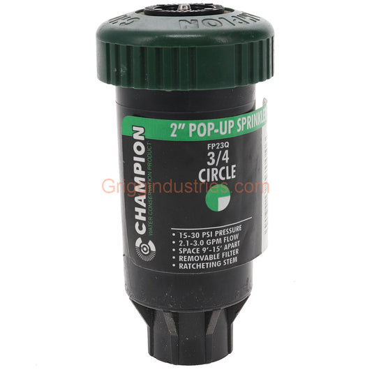Champion Irrigation FP23Q 2" Plastic Pop-Up Sprinkler With 3 Quarter Circle Spray Nozzle