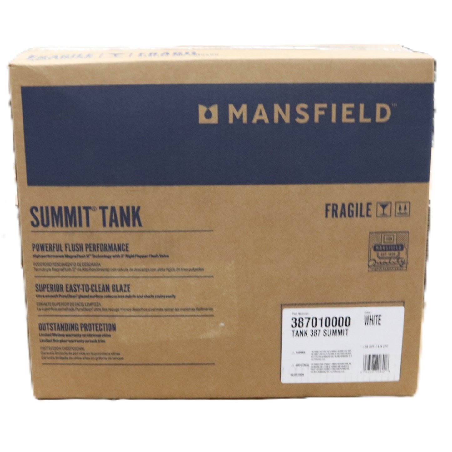 Mansfield Model 387 Complete White Tank