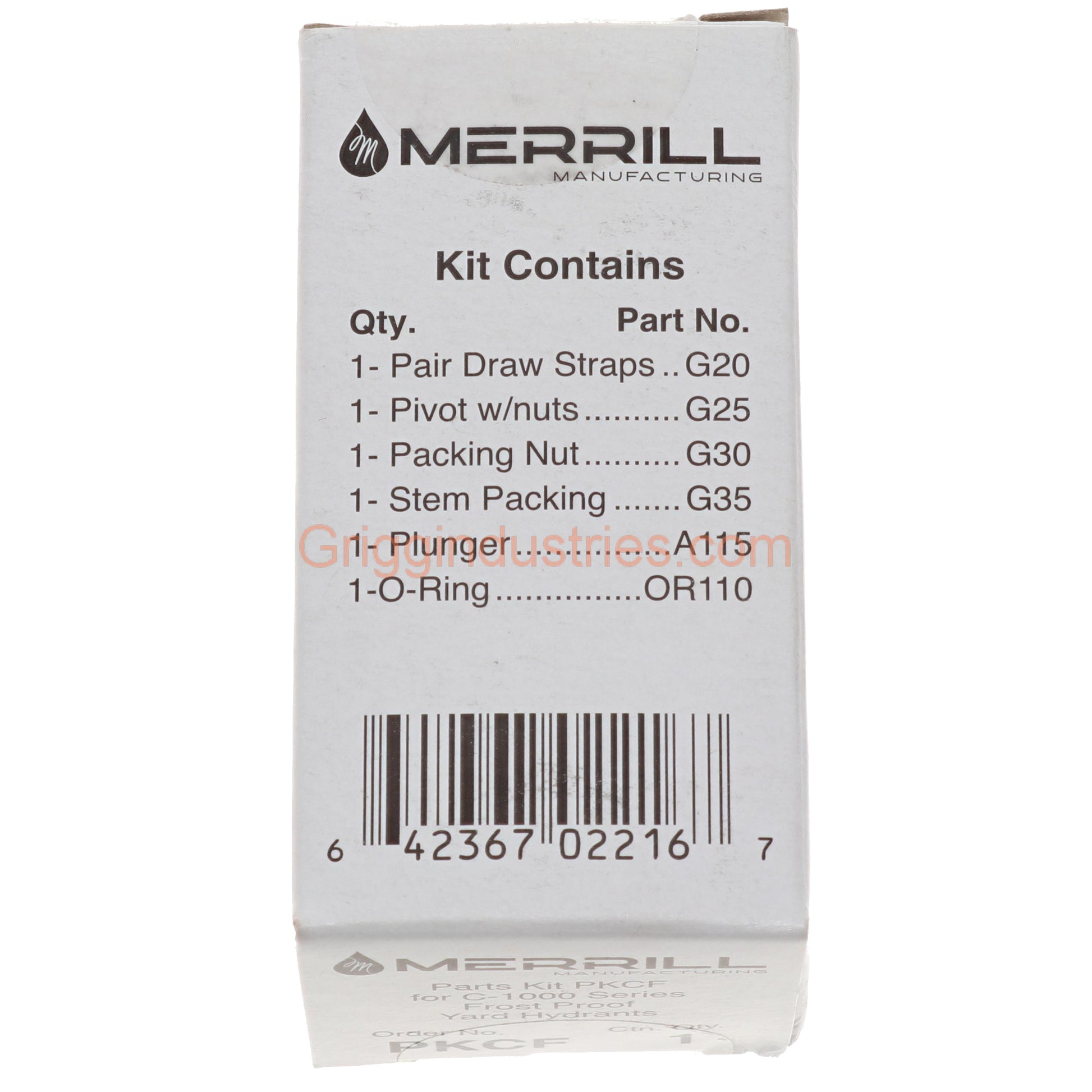 Merrill PK-CF Repair Kit for C-1000 Yard Hydrants – Packaging includes all necessary components for effective repairs.